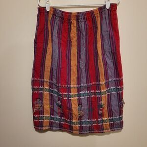 Vintage Mexican  Colorful‎ Striped Skirt